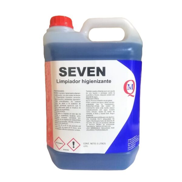 Seven es un limpiador desinfectante e higienizante de superficies. Recomendado para restaurantes, clinicas dentales...